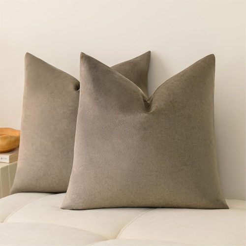 a moment Pack of 2 Dark Brown Stain-Resistant Throw Pillow Covers Pet-Friendly Pillowcases Cushion Covers for Sofa Couch Bed Outdoor Waterproof 18x18 Inch