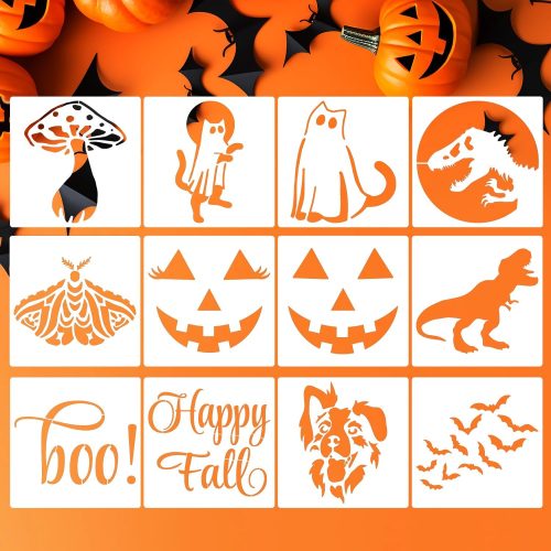Halloween Stencils 8” Pumpkin Carving Stencil Boo Templates for Painting on Wood Fabrics Crafts Decor