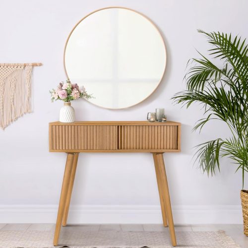 Console Table, Small Console Tables for Entryway，31" Vanity Desk Fluted Dresser Side Table, Brown Entry Table Narrow Console Table Modern Hallway Table Modern Sofa Table for Living Room(Brown)