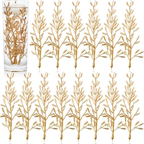 50 Pcs Faux Flowers for Floating Candles Floating Flowers Vase Fillers for Centerpieces Mini Flower Filler Filling in Cylinder for Wedding Centerpiece Party Decor (Gold)