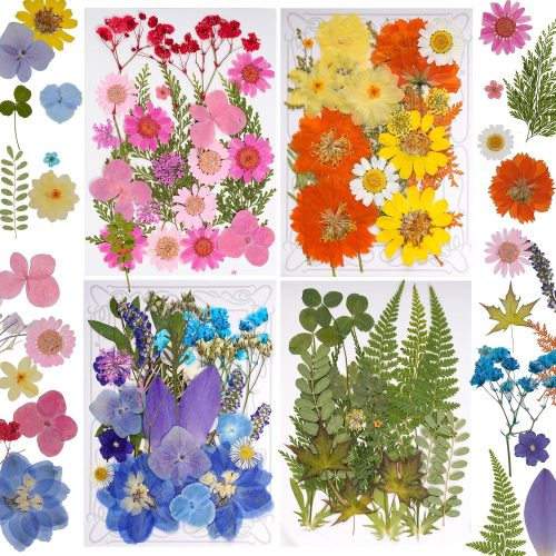 100 Pcs Dried Pressed Flowers for Resin Dry Leaves Suitable for Scrapbooking DIY Crafts Jewelry Soap Candle Making and Nail Decor (Colorful-A)
