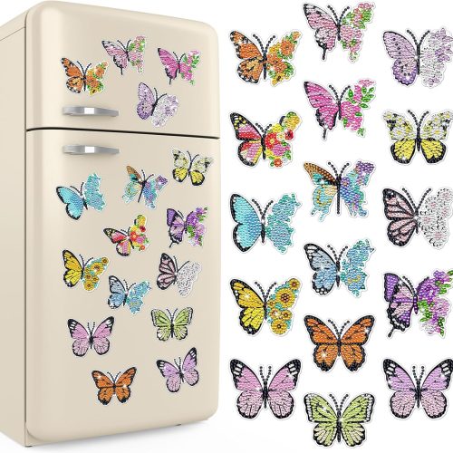 16 Pcs Butterfly Diamond Art Magnets Kits for Refrigerator Butterfly Diamond Painting Magnets DIY for Adults Kids Crafts Home Fridge Decor