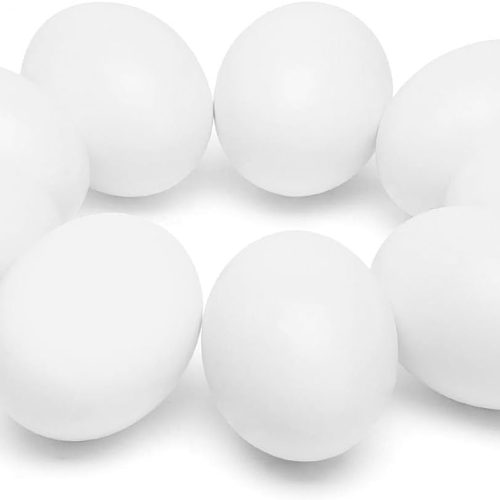 Wooden Fake Eggs for Nesting Boxes, 9 PCS White Easter Eggs for Craft Pretend Play Kitchen Accessories for Toddler Kids