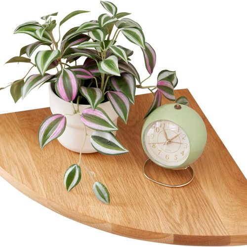 Oak Corner Shelf 10 inches Natural Wood Floating Corner Shelves Round End Wall Mounted Display Shelf Corner Plant Stand for Bathroom Kitchen Bedroom Livingroom Floating Shelves