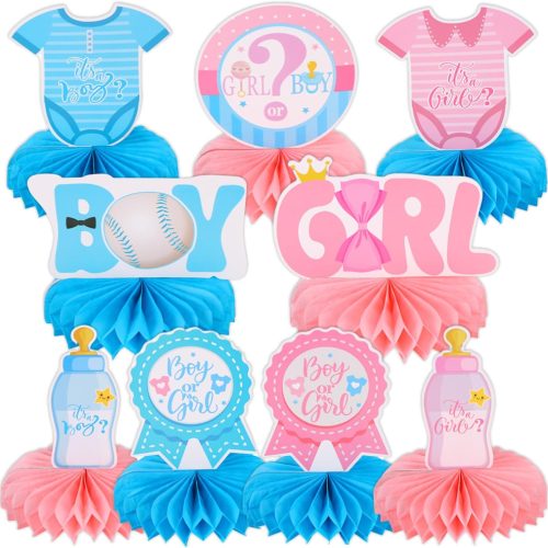 1 10pcs Baby Gender Reveal Honeycomb Centerpieces for Girls Baby Shower Table Decorations Pink Floral It's A Girl Gender Reveal Tabletop Centerpieces for Baby Girl Pregnancy Announcement Party Supplies
