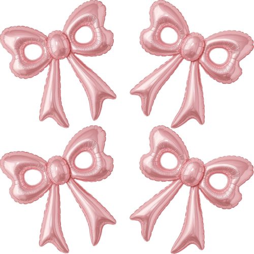 4 Pcs Pink Bow Balloons, 31”Huge Bow Aluminum Foil Balloons for Birthday, Baby Shower, Wedding, Bridal, Engagement, Bachelorette, Princess, Coquette Party Decorations Supplies