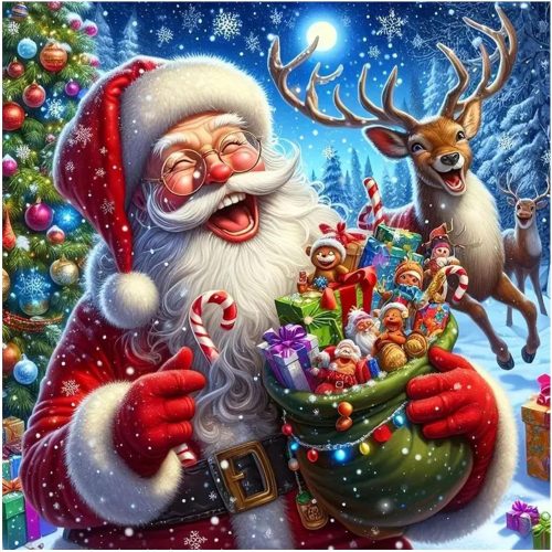 Christmas Diamond Art Kits for Adults, Christmas Diamond Painting, 5D Round Full Drill Gem Art Kits DIY Crafts for Home Decor Gift 12x16 Inch
