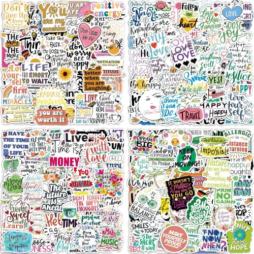 300 PCS Inspirational Stickers for Adults, Scrapbook Vision Board Supplies Motivational Stickers for Water Bottles Laptop, Positive Mental Health Quote Vinyl Stickers for Teens Kids Teachers Students