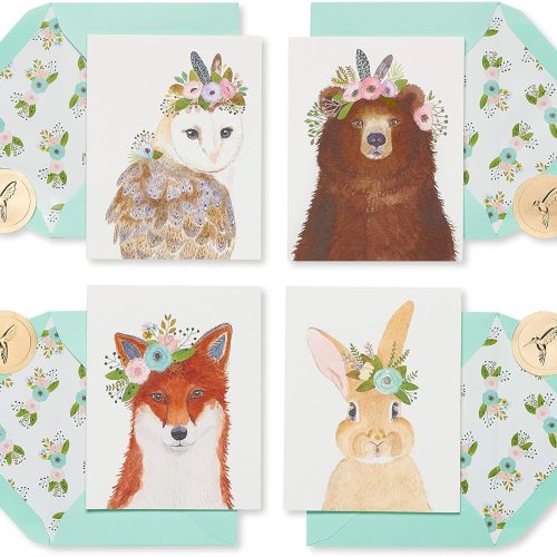 Papyrus Blank Cards with Envelopes, Woodland Animals (20-Count)