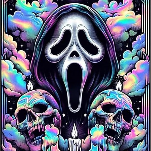 1 5D Halloween Diamond Painting Kits For Adults Beginners, DIY Halloween Skull Moon Diamond Art Kit ,Full Drill Diamond Dots Paintings With Diamonds Gem Art And Crafts , Home Wall Decor 12x 16 Inch