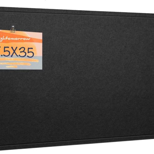 Bulletin Board, 35 x 17 1/2 inches Felt Board - Decorative Pin Board, Cork Board Alternative for Wall, Foldable Picture Board Self-Adhesive Vision Board Prayer Board with 20 Pushpins Black