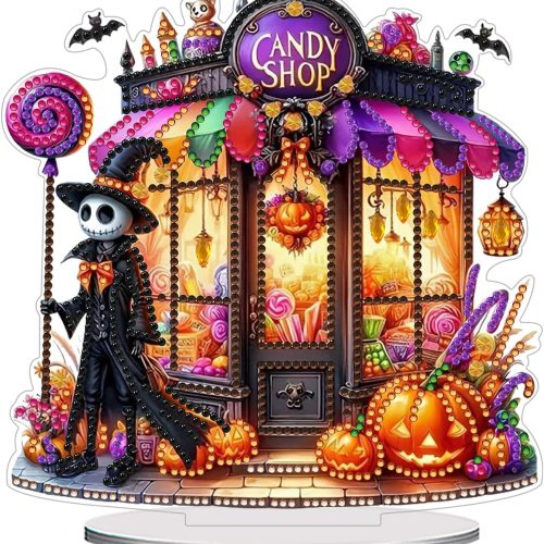 1 WUDWL Tabletop Ornament DIY Diamonds Art Painting kit,Halloween Desktop Diamonds Painting Kit for Adult, 7.08x7.08 inch Acrylic Diamonds Painting Board Kit Ornament, Special Crystal Diamond