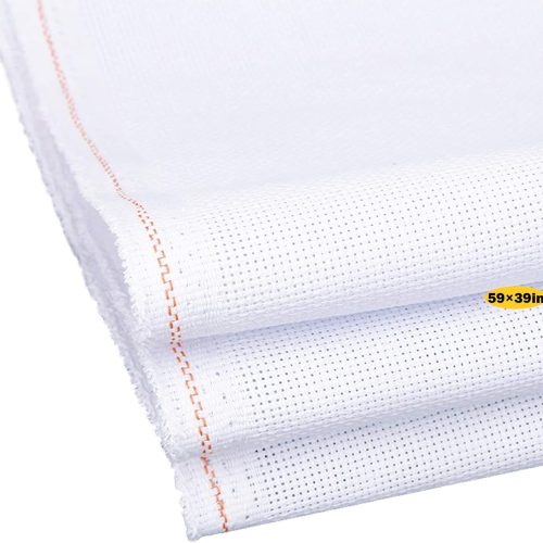 1 Papillon Classic Reserve Aida Cross Stitch Fabric, 14 Count White Cotton Cloth for Embroidery (59 x 39 Inch)