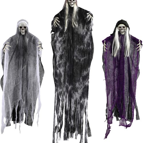 1 Skeletons Halloween Decorations - 3 Pack Hanging Ghosts & Grim Reaper for Indoor & Outdoor Haunted House