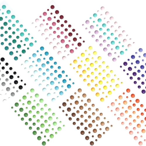1 (Pack of 10) 54pcs/Pack Round Assorted Size self Adhesive Enamel dots 30 Mix Colors
