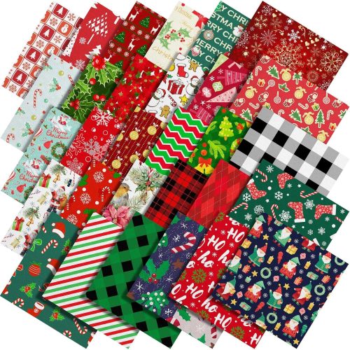 1 60 Pieces 10 x 10 Inch Christmas Fabric Holiday Quilting Fabric Snowman Christmas Tree Print Fat Quarters Printed Theme Sewing Squares Decorative DIY for Crafts (Snowman)
