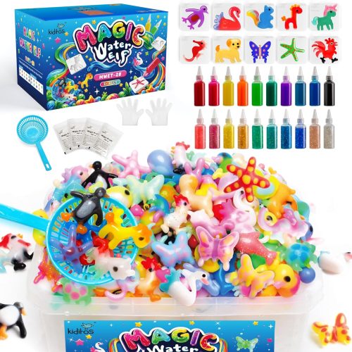 1 Magic Water Elf Toy Kit–Squishies for Kids, 20 Gels & 10 Molds, Magic Gel Water Pets Sensory Toy, Fun DIY Craft Kit, Party Favors, Birthday & Christmas Gifts for Kids Ages 3+