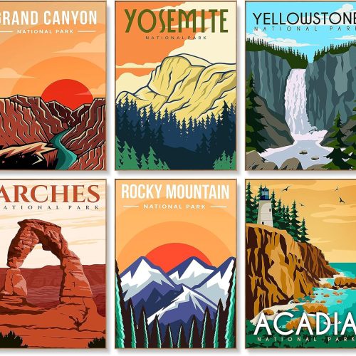 1 6 Pack Paint by Numbers Kit for Adults Beginners - 10x14 Inch National Park Adult Paint by Number Kits on Canvas, DIY Acrylic Oil Number Painting Kits for Adults, Perfect for Gift Home Decor