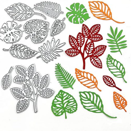 1 Metal 9pcs Spring Leaves Die Cuts, Autumn Fall Foliage Leaf Cutting Die DIY Crafts Template Mould Stencils for DIY Embossing Card Making Album Decorative Paper Scrapbooking