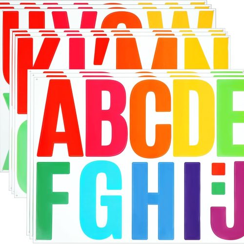 1 102PCS Large Letter Stickers, Vinyl Letters 4 Inch Large Alphabet Stickers Waterproof Stick on Colorful Sticker Letters for Poster Bulletin Board Mailbox House Address Signs Wall Decor