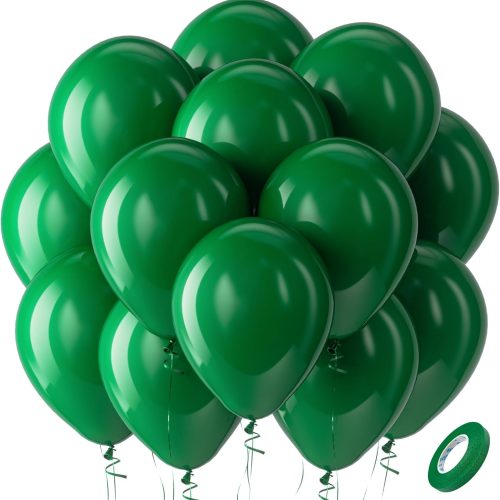 1 Green Balloons Latex Party Balloons - 100 Pack 12 inch Round Helium Balloons for Dark Green Themed Wedding Graduation Anniversary Birthday Party Backdrop Decorations
