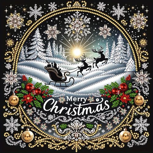 1 5D Diamond Art Kits for Adults,Merry Christmas Special Shape Diamond Painting Kits for Beginners,Winter DIY Crystal Diamond Dots Gem Art Craft for Home Decor 11.8x11.8 Inch