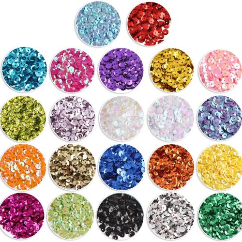 1 9460 PCS Cup Sequins Bulk, Mixed Colors Loose Sequins for Embroidery Crafts 6MM Rainbow Spangles with Holes for DIY Sewing Making