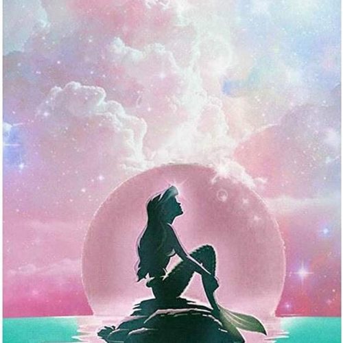 1 DIY 5D Diamond Painting Kit for Adult Kids Beginner, Mermaid Pattern Full Drill Round Diamond Embroidery Arts Painting by Number Kit for Relaxation, Home Wall Decor Gift