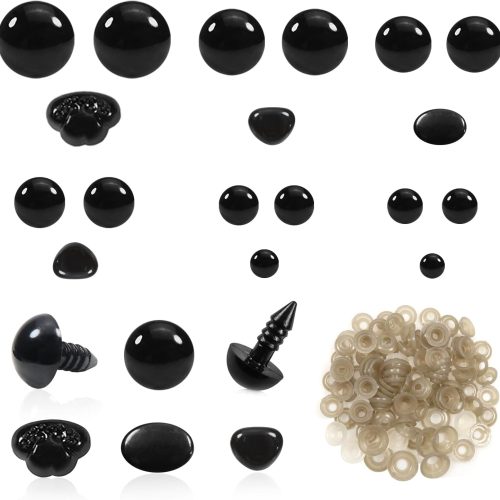 1 TOAOB 200pcs Safety Eyes and Noses with Washers Crafts Crochet Eyes 6mm to 14mm Black Plastic Safety Eyes for Amigurumis and Stuffed Animals Making