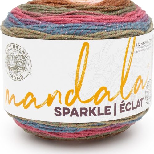 1 Lion Brand Yarn, Varigated Colorful Mandala Sparkle Yarn for Knitting and Crocheting,Cetus, 1 Pack