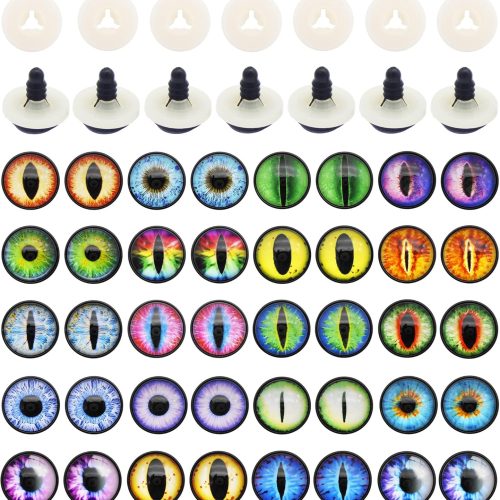 1 Julie Wang 40PCS 9MM Dragon Safety Eyes Plush Animal Crafts Making Amigurumi Crochet Project DIY Supplies for Adult Artist Model Enthusiast with Washer 0.35inches