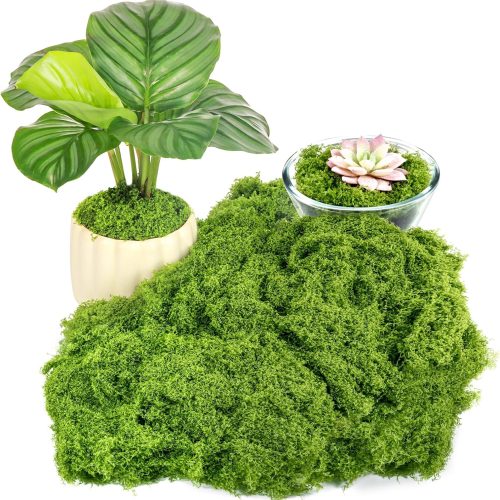 Fake Green Moss for Plants Indoor, 5.3OZ Fake Moss for Crafts Preserved for DIY Decorative mossTable Centerpieces Decor Fairy Garden Floral Wedding (150g)