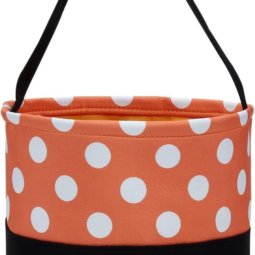 1 Oufegm Halloween Candy Basket & Trick or Treat Bags - Candy Buckets & Fabric Gift Bags for Halloween Parties (BlackDot)