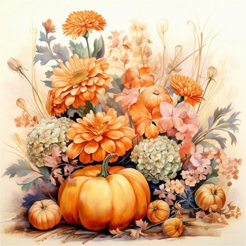 1 Stalente Diamond Painting Kits for Adults Autumn Pumpkin, 5D DIY Diamond Art Kits for Beginners Round Full Drill Diamond Painting for Home Wall Decoration Gift 12×12inch, Chrysanthemum Flower
