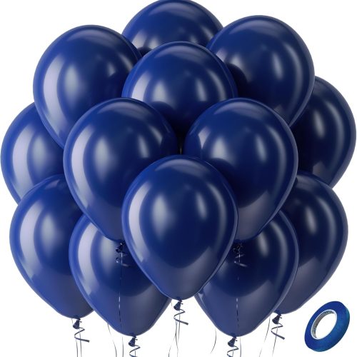 1 Bezente Navy Blue Latex Party Balloons, 100 Pack 12 inch Round Helium Navy Balloons for Wedding Graduation Birthday Party Backdrop Decorations
