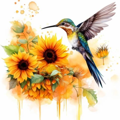 1 Stalente Diamond Painting Kits for Adults Hummingbird Sunflower, 5D DIY Diamond Art Kits for Beginners Round Full Drill Diamond Painting for Home Wall Decoration Gift 12×12inch, Bird