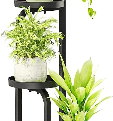 1 Tall Plant Stand Indoor Outdoor, Corner Metal Flower Pot Stands for Multiple Plants, 4 Tier Heavy Duty Plant Shelf for Patio Garden Balcony Living Room Bedroom(Patent Design)