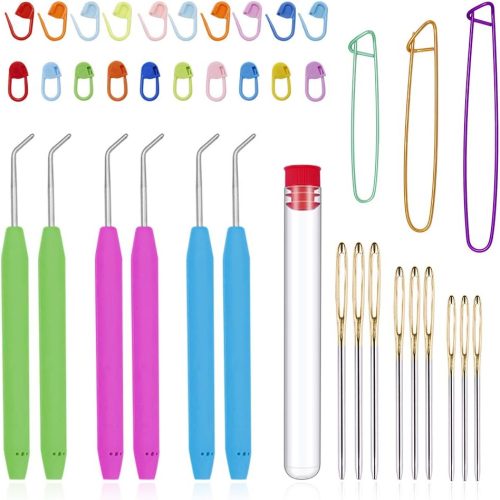 1 Zlulary Loom Needle, Loom Hook Set, Colorful Knitting Loom Hook, Large-Eye Sewing Needles, Knitting Stitch Markers, Yarn Stitch Holders