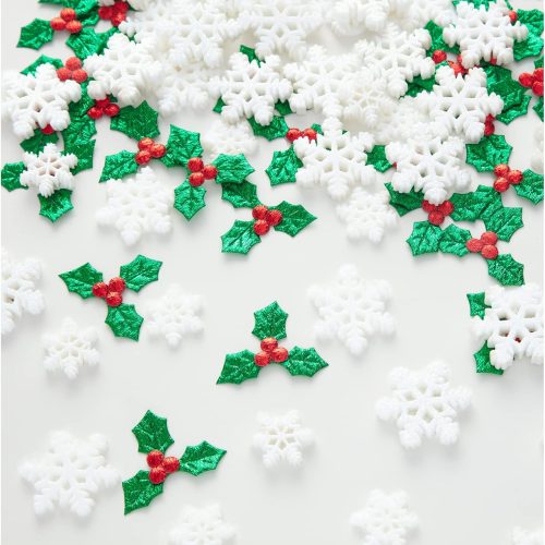 1 160PCS Mini/Small/Miniature Christmas Decorations for DIY Crafts Include Resin Charms Snowflakes&Holly Leaves Berries, Christmas Floating Vase Filler, Xmas Ornaments Decor for Wreath Tree Gift Tag