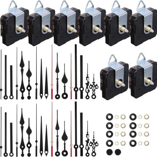 DOITOOL 8Pcs Quartz Clock Mechanism Replacement Kit Non-Ticking Silent Clock Mechanism with 8 Clock Hands Set for Clock Repair DIY Replacement (13mm+18mm)