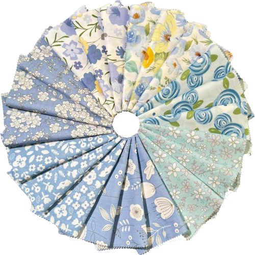 100% Cotton Boys Fabric Squares,5 Inch Quilting Supplies Clearance Blue Floral Fabric Precut Bundles for Sewing Project and DIY Crafts(42Pcs) …