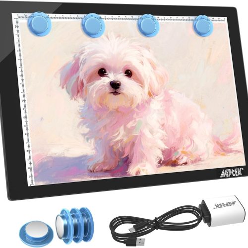 Magnetic A4 LED Artcraft Tracing Light Pad 4 Light Box Ultra-Thin Physical Buttons Control with Memory Function USB Powered Pad Animation,Sketching,Designing,Stencilling X-ray Viewing W/USB Adapter