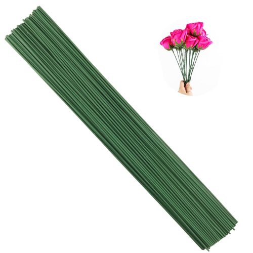 Pack of 50, Diameter 2mm Dark Green Paper Wrapped Floral stem Wire 16 Inch Floral Stem Wire - DIY Bouquet Stem Wrapping and Crafts