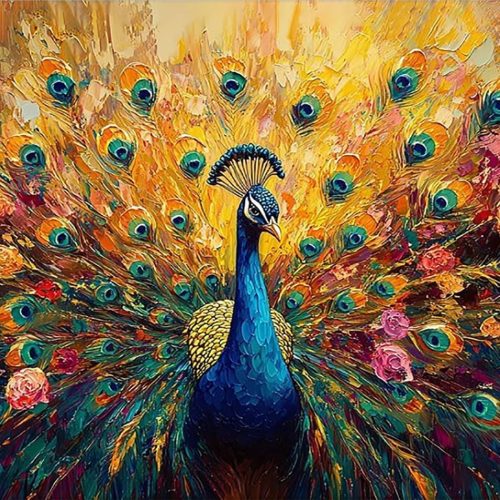 Diamond Art Kits for Adults Beginner, Peacock DIY Modern Diamond Painting Kits 5D Diamond Dots Gem Art Crafts with Tools,Round Full Drill Funny Crafts for Home Wall Decor&Gift-12x16inch