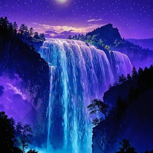 ldazao Paint by Numbers Kit for Adults, Starry Waterfall Paint by Number Kits for Beginner Acrylic On Canvas Forest Oil Painting Kit Adults' Paint-by-Number Kits for Gift Home Wall Decor 16x20 Inch