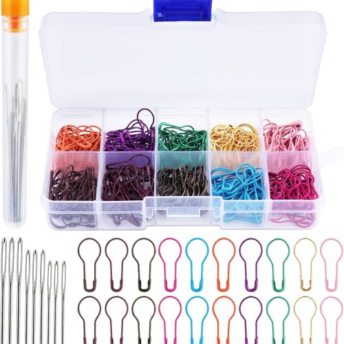 Stitch Markers, 300 pcs Crochet Markers, Metal Stitch Markers for Crocheting, Crochet Accessories and Supplies, Stitch Markers for Knitting and Crocheting, Safety Pins for Fabric and Paper
