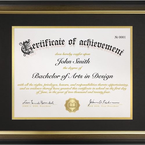 8.5x11 Diploma Frame with Black over Gold Acid-free Mat or Display 11x14 Document without Mat, Certificate Frame with Tempered Glass, Tabletop or Wall Mount (1 Pack, Walnut/Black)