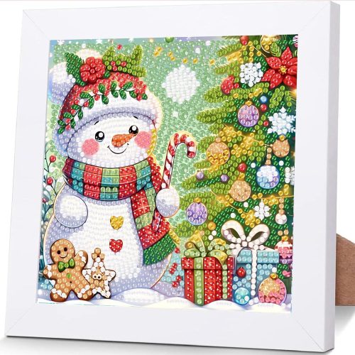 Christmas Diamond Art Kits for Kids with Frame, Christmas Diamond Art for Kids Ages 8-12, Snowman Diamond Painting Kits for Kid with Beautiful Package for Gift Home Wall Decor (7x7inch)