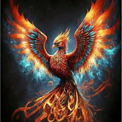 MOMDEDP Phoenix Diamond Art Kits for Adults,DIY 5D Fire Phoenix Diamond Painting Kits for Beginners, Round Full Drill Diamond Dots Paintings,Diamonds Pictures Gem Art Crafts Home Decor 16x12IN