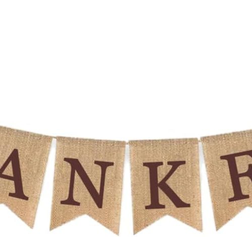 Thankful Banner Holiday Decorations Fall Mantel Garland Rustic Harvest Autumn White Pumpkin